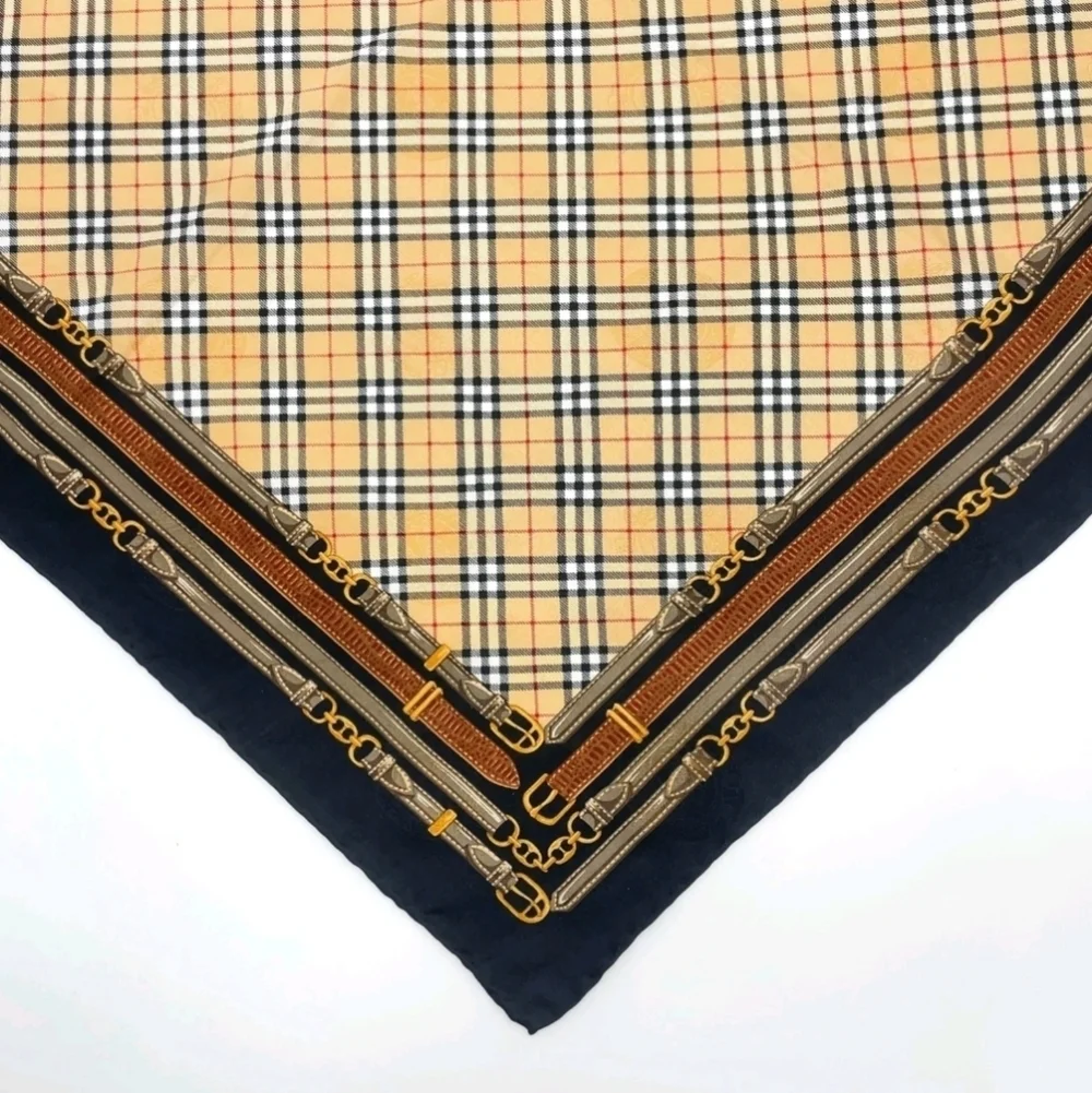 BURBERRYS Plaid and Chain Print Vintage Scarf